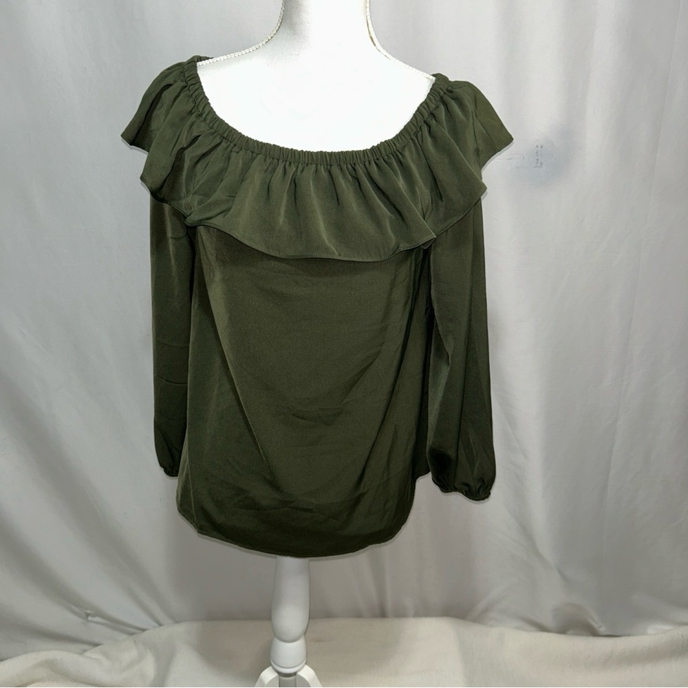 Michael Kors Relaxed Green Ruffled Blouse